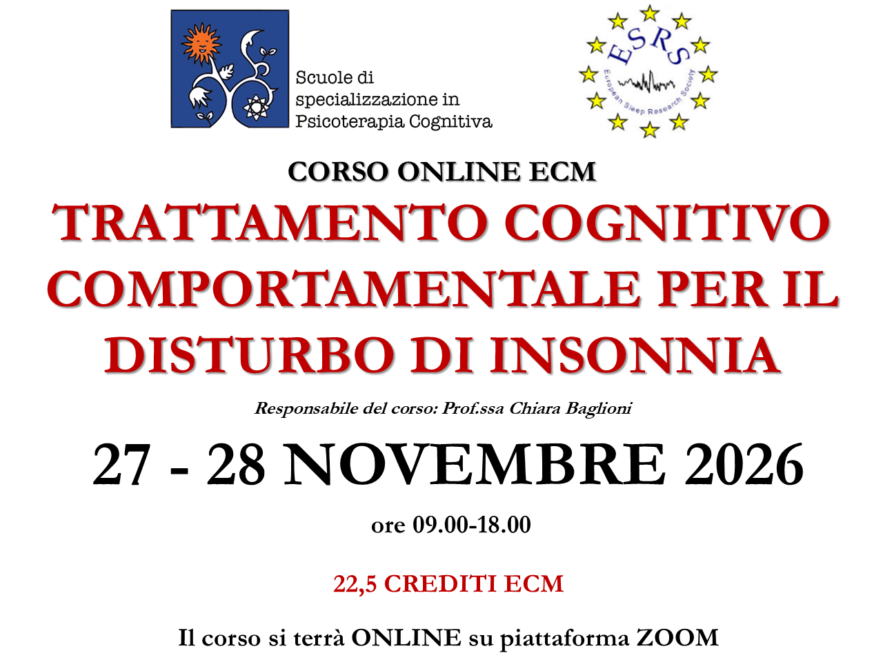 TRATTAMENTO COGNITIVO COMPORTAMENTALE PER IL DISTURBO DI INSONNIA 2026