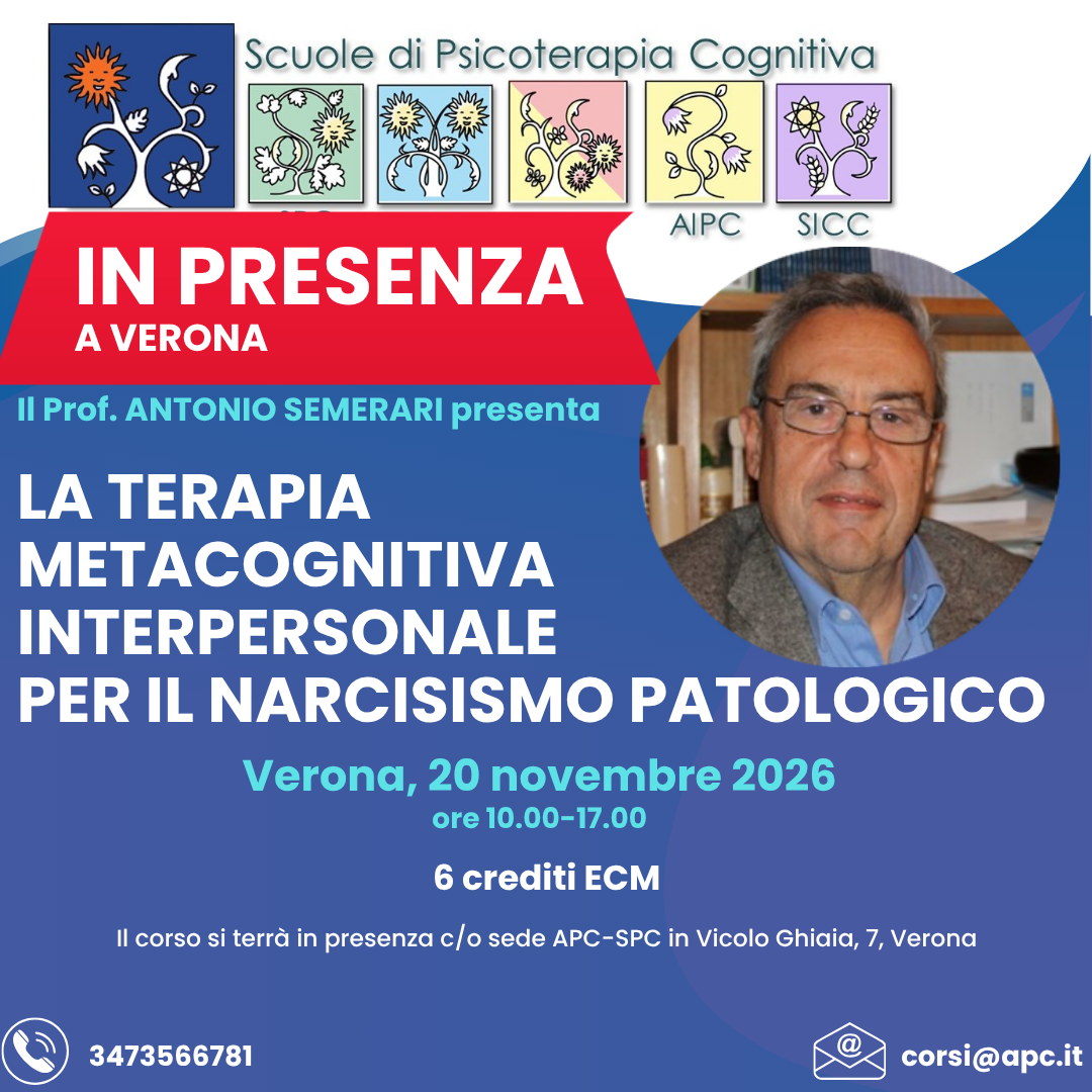 VERONA - La Terapia Metacognitiva Interpersonale per il narcisismo patologico