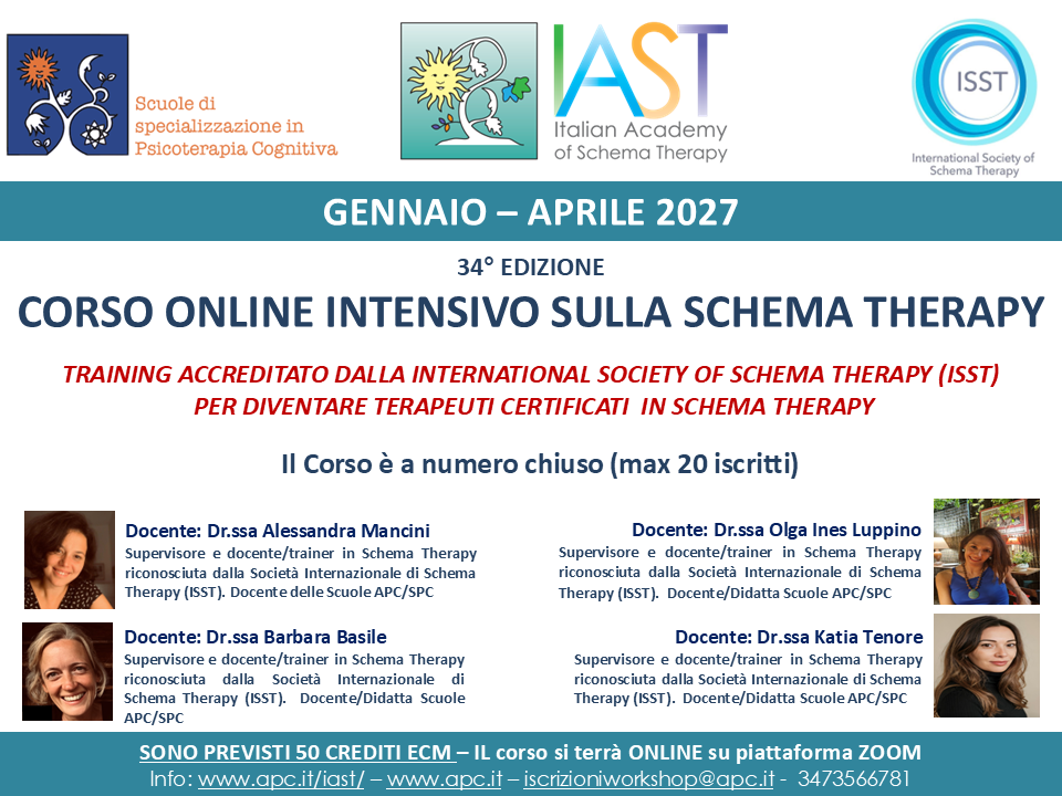 TRAINING INTENSIVO SCHEMA THERAPY - I EDIZIONE 2027